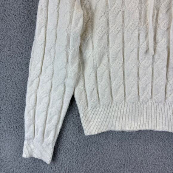 Cable Knit Sweater Womens Small Ivory Wool Blend Fisherman Cabin Outdoor Hoodie - Picture 3 of 10
